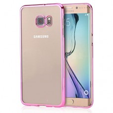 Samsung Galaxy S6 Edge - Luxury Stylish Design Electroplated Edge Clear Hard Protective Phone Cover Case - Hot Pink